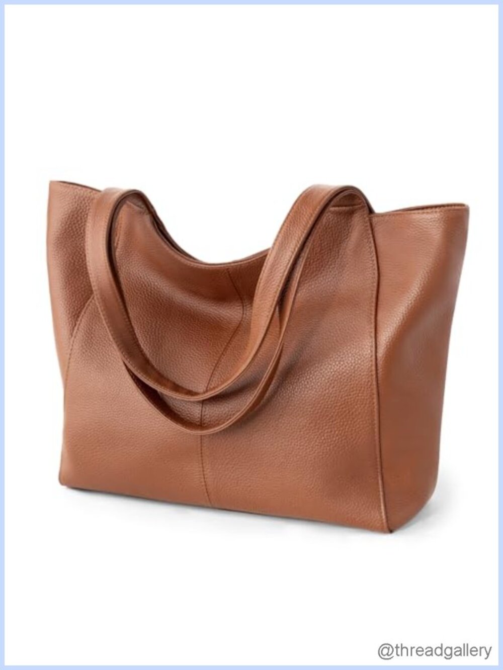 Genuine Leather Tote Bag for Women Work Zipper Slouchy
